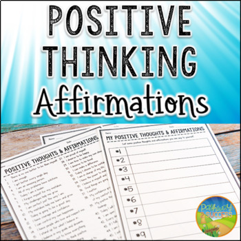 Positive Thinking Affirmations & Self-Talk - SEL Activity