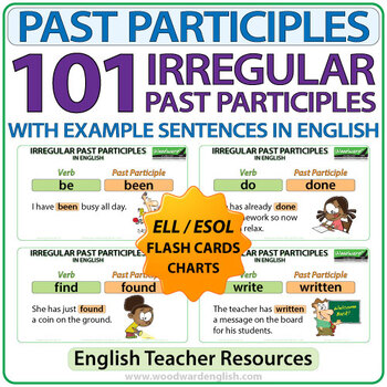 Preview of 101 Irregular Past Participles in English - Flash Cards / Charts