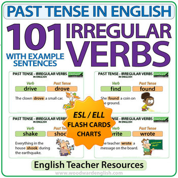 Preview of 101 Irregular Verbs - Past Tense in English - Flash Cards / Charts