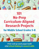 101 No-Prep Curriculum-Aligned Research  Projects for Midd