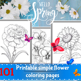 101 Printable simple flower coloring pages/Spring flowers 