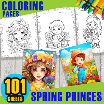 Preview of 101 Printable spring coloring sheets-Spring princes coloring pages