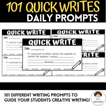 Preview of 101 Quick Writes Daily Writing Prompts **Google Slides**