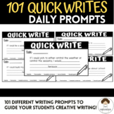 101 Quick Writes Daily Writing Prompts **Google Slides**