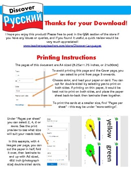 101 Russian/English Flashcards- 10 Beginner Topics