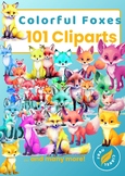 101 colorful foxes Cliparts