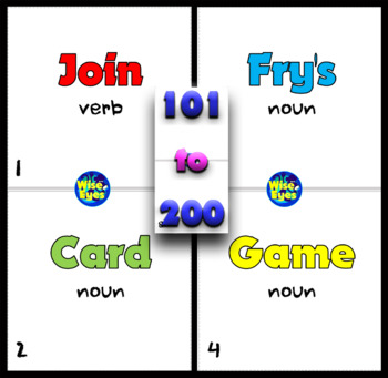 Preview of 101 to 200 Fry's/Sight Words ~ Card Game ~ 50 Cards + 10 + Board