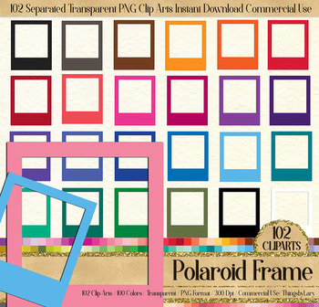 Preview of 102 Solid Color Polaroid Frames Clip Arts Digital Photo Frames