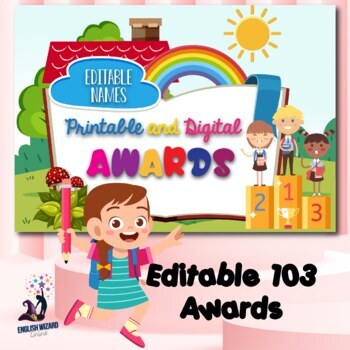Preview of 103 Digital and Printable Editable Awards Writing, Reading,Science,Math and More