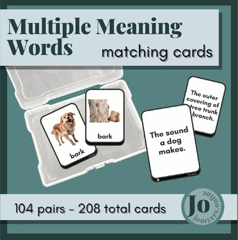 Preview of 104 Multiple Meaning Words - Matching Picture to Definition Cards - Homonym Game