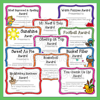 End of Year Award Certificates Editable by Lickety Split Teacher Resources