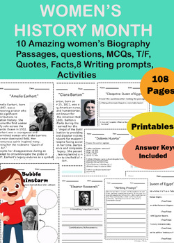 Preview of Women’s History Month Biography Reading Comprehension Passage March Activities