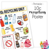 10c Recycling Bottle & Cans Poster - Staff room or School 