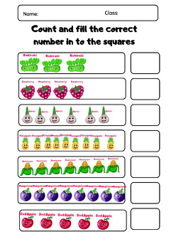 Preview of 10page  WorkSheet, Count and fill in the correct numbers in to the squares.