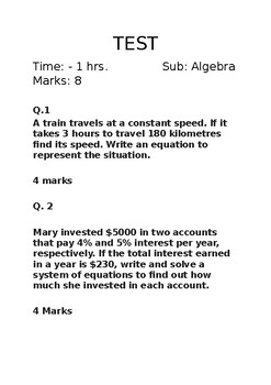 Preview of 10th Algebra Practice Test
