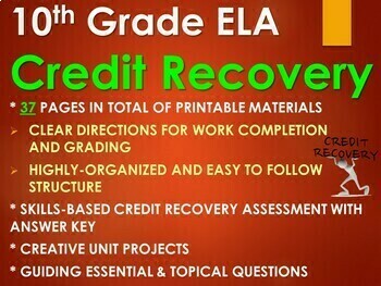 Preview of 10th Grade ELA Credit Recovery Program Materials for Students At Risk of Failing