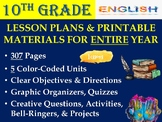Preview of 10th Grade English ELA Lesson Plans & Materials for FULL YEAR (42 Weeks)