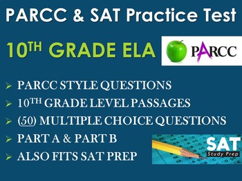Preview of 10th Grade English ELA PARCC Practice & SAT Prep Test