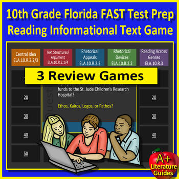 Preview of 10th Grade Florida FAST Reading Games Bundle Florida BEST Standards