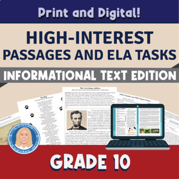 Preview of 10th Grade Reading Passages & Comprehension Tasks | Informational Text Edition
