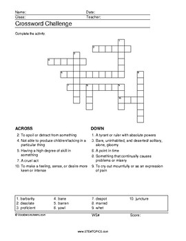 10th Grade Vocabulary Worksheets by STEMtopics | TpT