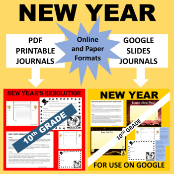 Preview of 10th Tenth Grade Sophomore New Year Writing - Google & Paper Combo Bundle