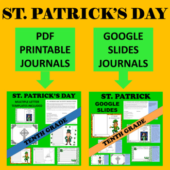 Preview of 10th Tenth Grade Sophomore St. Patrick's Day Writing- Google Paper Combo Bundle