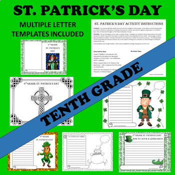 Preview of 10th Tenth Grade Sophomore St. Patrick's Day Writing Activities