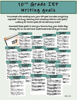 Preview of 10th-grade IEP Writing goals