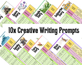 10x Creative Writing Prompt Sheets Pack (EDITABLE)