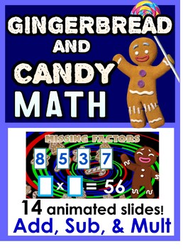 Preview of 11 ANIMATED Gingerbread Math Games:  Add, Sub, Mult  Gr 3-4