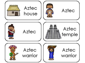 Preview of 11 Aztecs Printable Flashcards. Preschool-3rd Grade