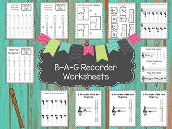 Preview of 11 B, A, G, Recorder Worksheets. Music Appreciation and Composition.