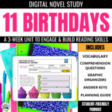 11 Birthdays Digital Novel Study Comprehension & Vocabular
