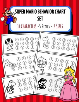 Preview of 11 CHARACTER SET from Super Mario Behavior Chart 5 Style Variations, 2 Sizes
