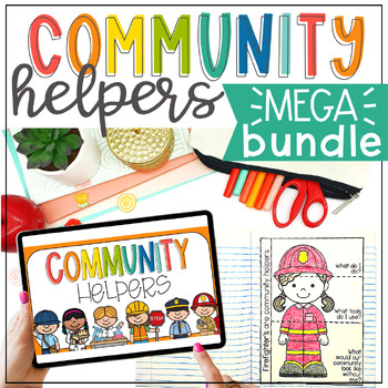Preview of 11 Community Helpers Interactive Notebook & Slideshow Lesson MEGA BUNDLE