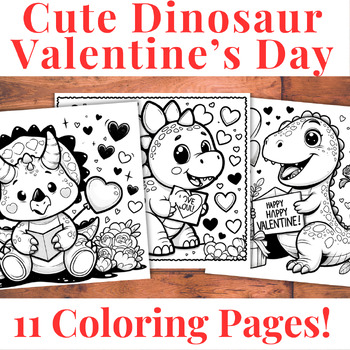 11 Cute Dinosaur Valentine's Day Coloring Pages | Morning Work / Centers