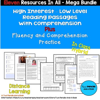 Preview of ELEVEN High Low Reading Comprehension AND Fluency MEGA Bundle Standards Aligned
