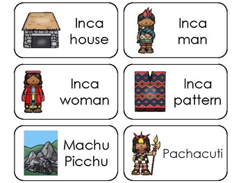 Preview of 11 Incas Printable Flashcards. Preschool-3rd Grade