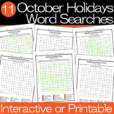 October Holiday Word Searches - Med Level