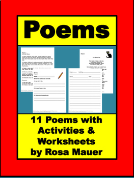 Preview of 11 Poems, Activity Ideas, and Language Arts Writing Worksheets