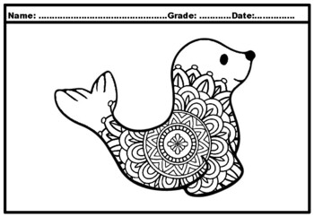 Preview of 11 Polar Animals Art Activity, Pattern Coloring, Winter Art Project, Sub Plan