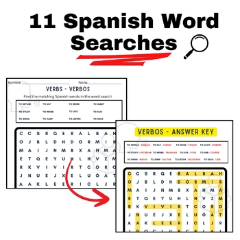 Preview of 11 Spanish Word Searches