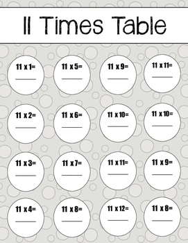 11 Times Table. Worksheets. Multiplication. Multiply by 11 | TpT