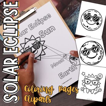Preview of 11 Total Solar Eclipse 2024 Coloring Pages & Cliparts - Great American Eclipse