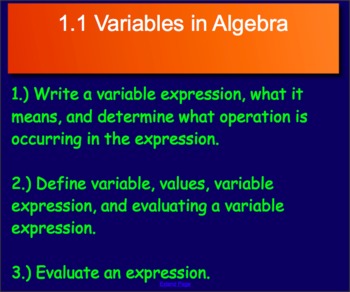 Preview of 1.1 Variables in Algebra