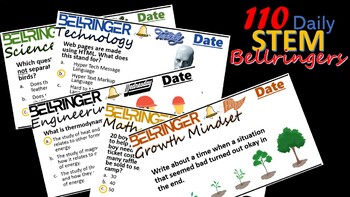 Preview of 110 Daily STEM Bellringers Half of School Year & Bonus Growth Mindset Prompts