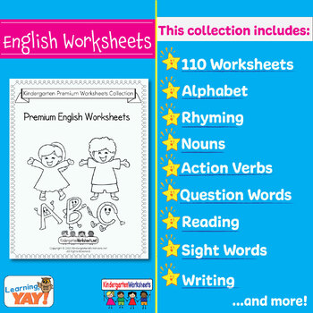 english worksheets for kindergarten 110 worksheets by learning yay