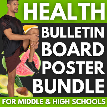 Preview of 120 Health Bulletin Board Posters BUNDLE | Health & Wellness Classroom Decor