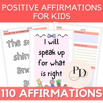 Preview of Positive Affirmation for Kids | 110 Growth Mindset and Self-Talk Practice